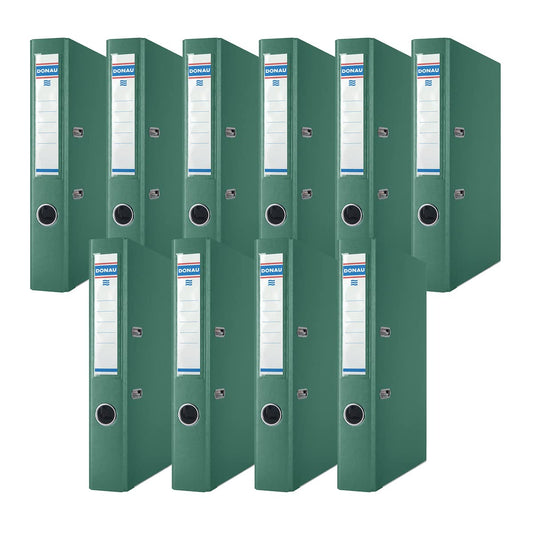 Donau Premium Slim Folder Pack of 10/DIN A4/5 cm/10 Pieces/Green/Plastic Cover PP/Carton Paper Slot Folder Office Folder File Ring Binder/Green Dot - 3955001PL-06