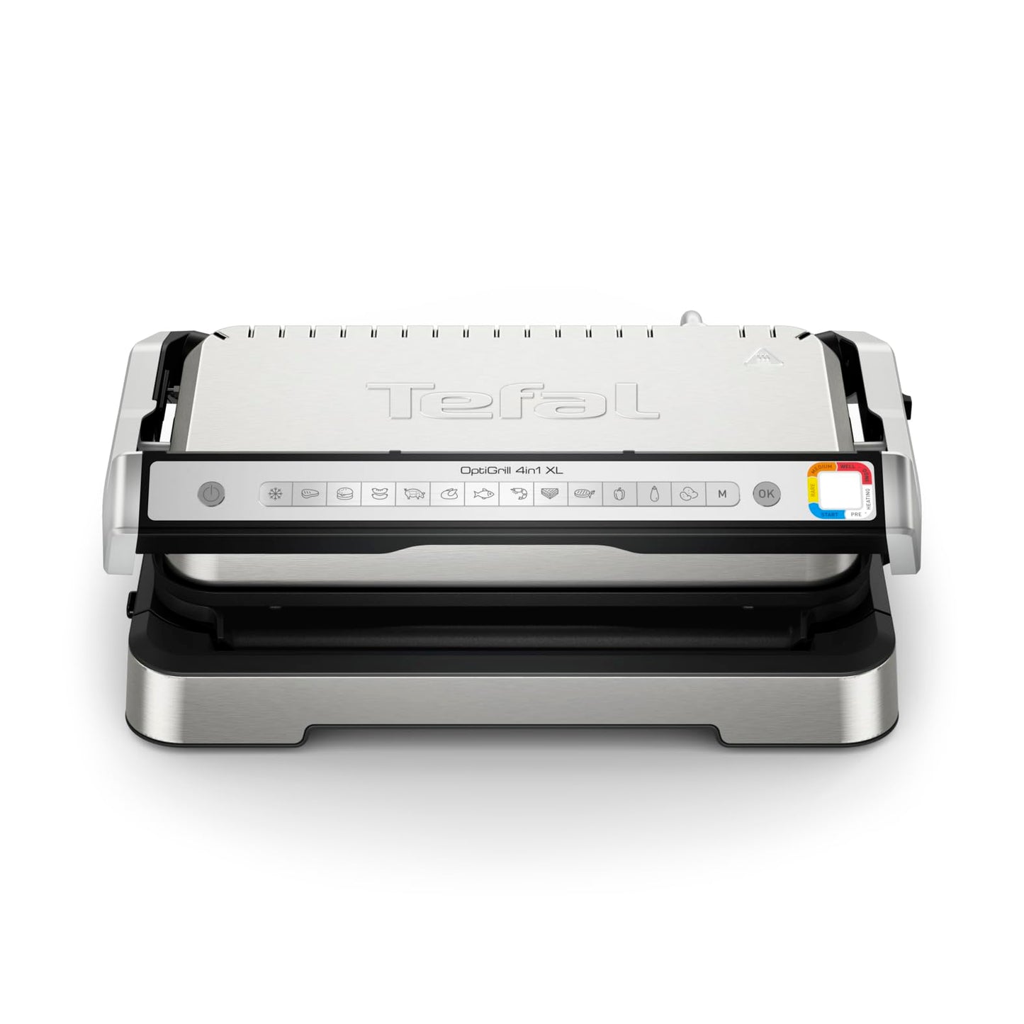 Tefal OptiGrill 4in1 XL contact grill with baking tray, foldable, table grill, 12 programs, cooking level display, electric grill, oven, GC784D10