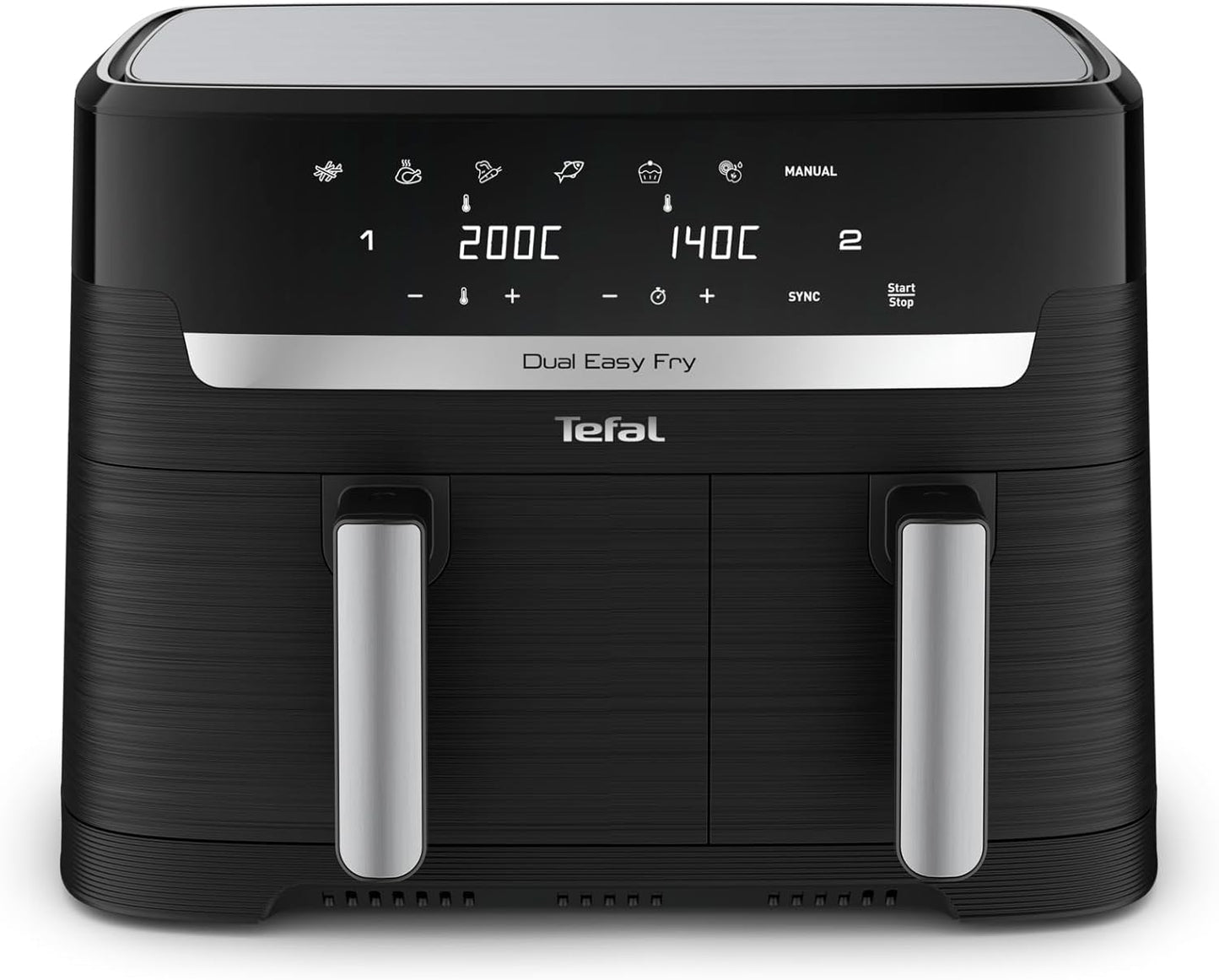 Tefal Dual Easy Fry hot air fryer 8.3 L - air fryer with 2 chambers & XL drawer, 7 programs, 2700 W, extra crisp technology, low-fat frying & energy saving, dishwasher safe EY9018