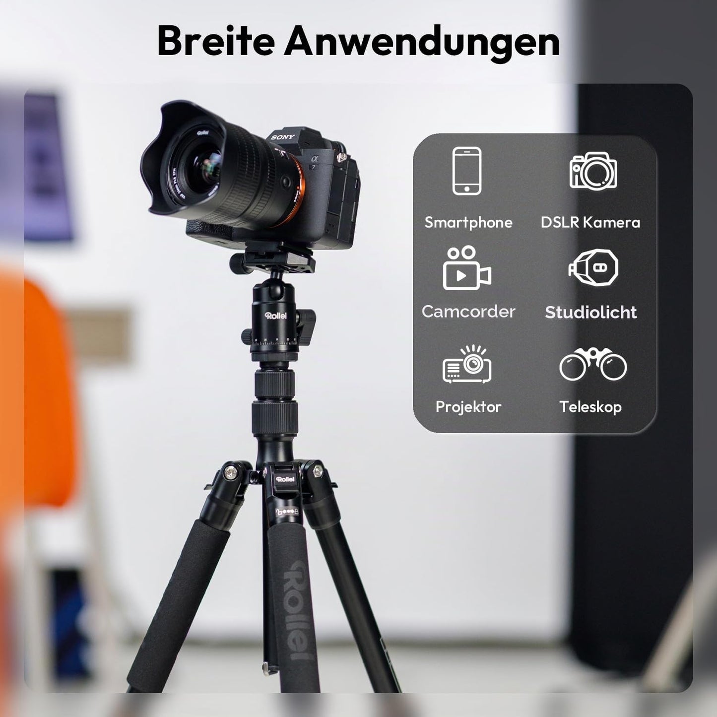 Rollei Compact Traveler No.1 Black, 145cm Tripod Camera Compact Lightweight Travel Tripod Made of Aluminum Photo Tripod with Ball Head Arca Swiss Compatible Camera Tripod & Monopod for DSLR and Smartphone - 22585