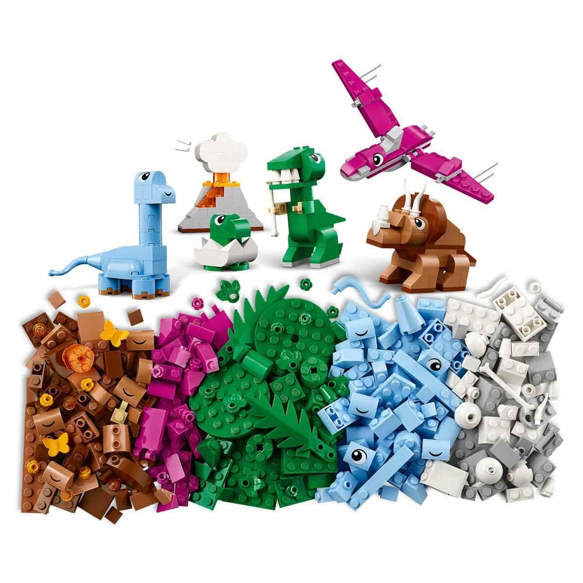 LEGO Classic Creative Dinosaurs, building set with models and animal figures made of bricks, imaginative play experience, gift for boys and girls aged 5 and up, including T.Rex and Triceratops 11041