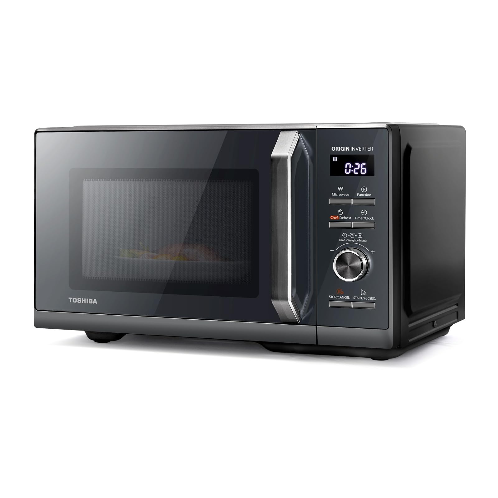 Cuptor cu microunde Toshiba MW3-AM25PFI(MG) Solo 25L 900W, gri Slim Morandi. Cu invertor Origin, dezghețare Chef, 10 niveluri de putere, 7 meniuri automate, curățare ușoară