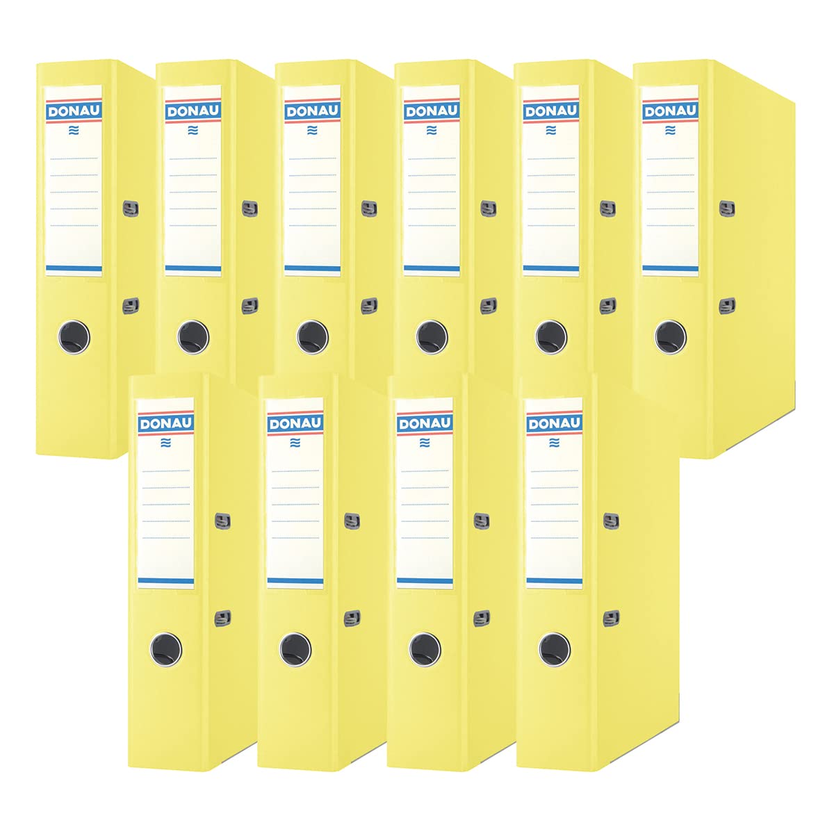 Donau Premium Wide Folder Pack of 10/DIN A4/7.5 cm/10 Pieces/Yellow/Plastic Cover PP/Carton Paper Slot Folder Office Folder File Ring Binder/Green Dot - 3975001PL-11