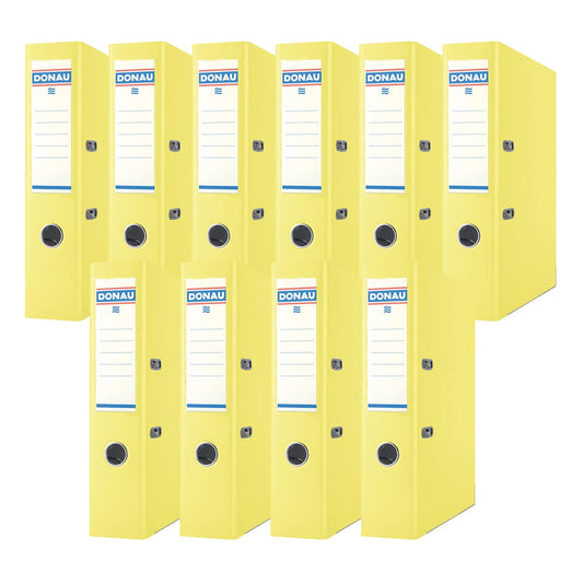 Donau Premium Wide Folder Pack of 10/DIN A4/7.5 cm/10 Pieces/Yellow/Plastic Cover PP/Carton Paper Slot Folder Office Folder File Ring Binder/Green Dot - 3975001PL-11