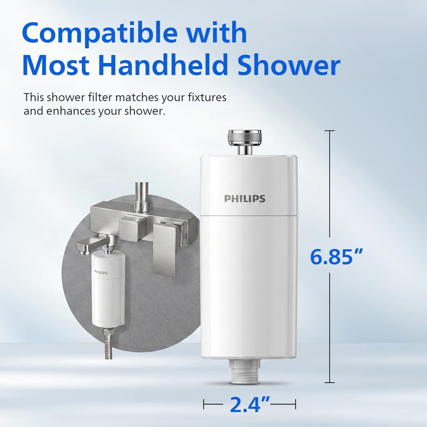 Philips Water - Inline shower filter - Reduces chlorine by up to 99 percent, Suitable for all shower hoses and taps, White - AWP1775/10