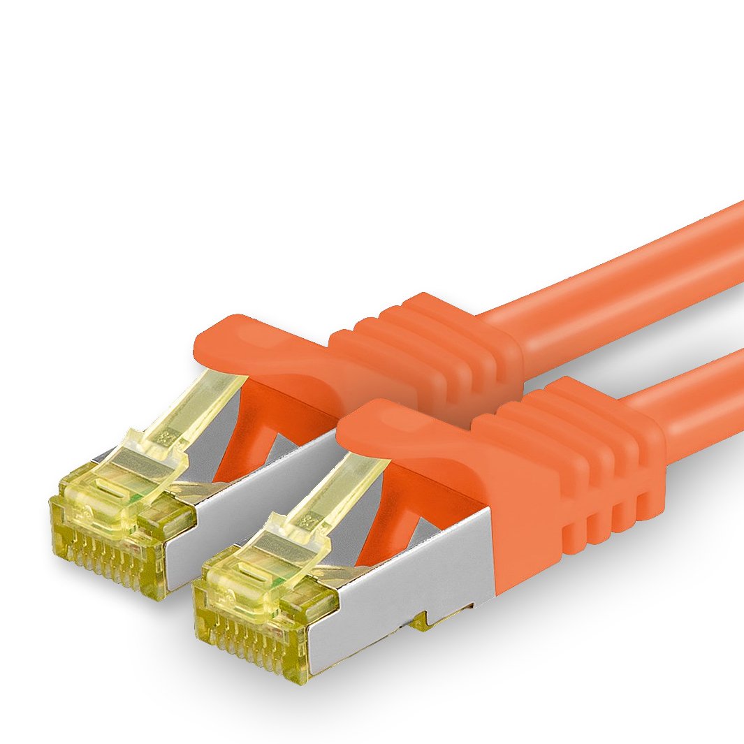 1aTTack.de Cat.7 network cable 25m orange 1 piece Cat7 Ethernet cable network LAN cable raw cable 10 Gb s SFTP PIMF LSZH set patch cable with Rj 45 plug Cat.6a - 4251073615141