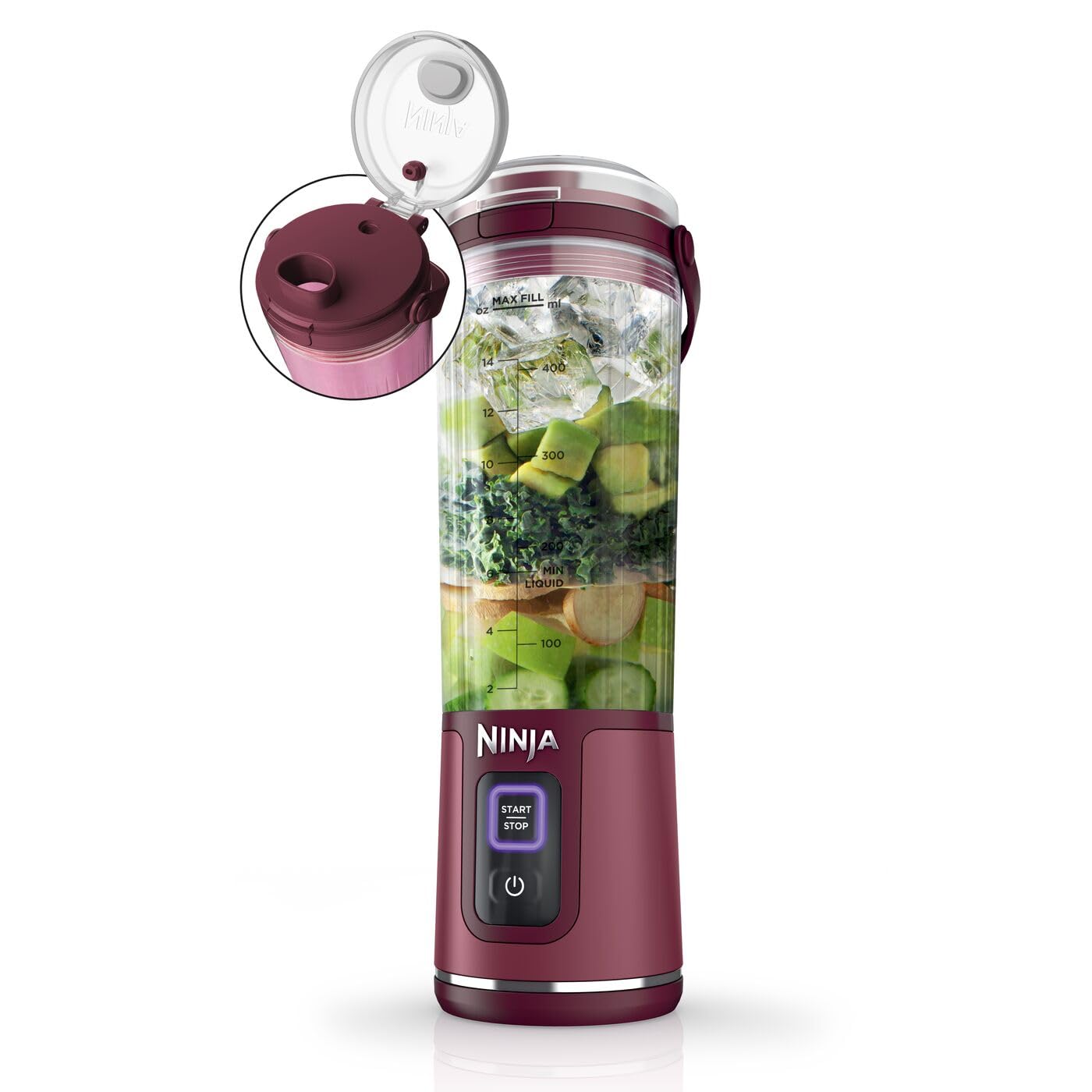 Ninja Blast Portable Mixer/Blender/Smoothie Maker, 530ml Cup, Leak-Proof Lid, Powerful Mini Stand Mixer, Cordless & Rechargeable, Crushes Ice & Fruit, Cranberry, BC151EUCR