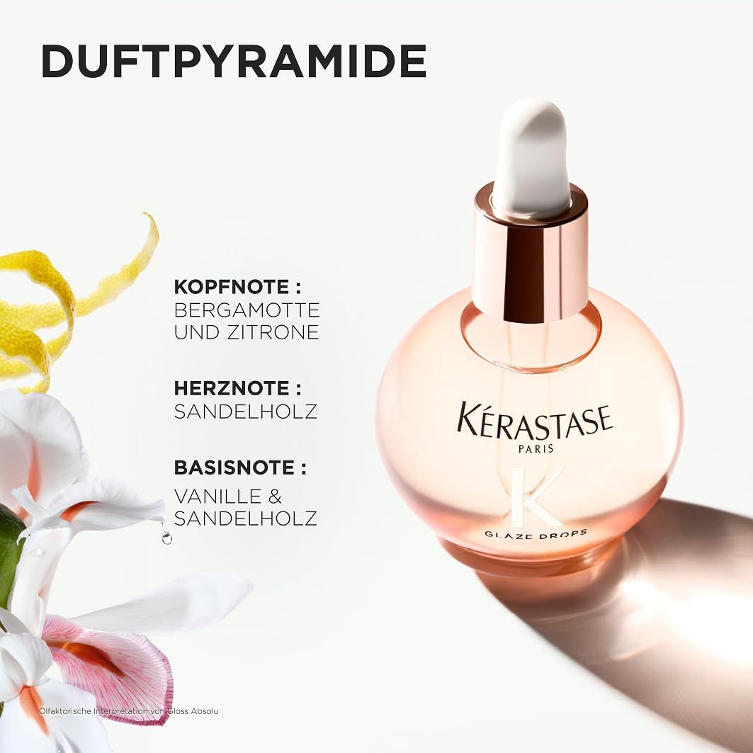 Kérastase Gloss Absolu Glaze Drops, Lightweight hair oil for long, frizz-prone hair, with wild rose oil, for ultimate shine & smoothness, 45ml - 3474637285012