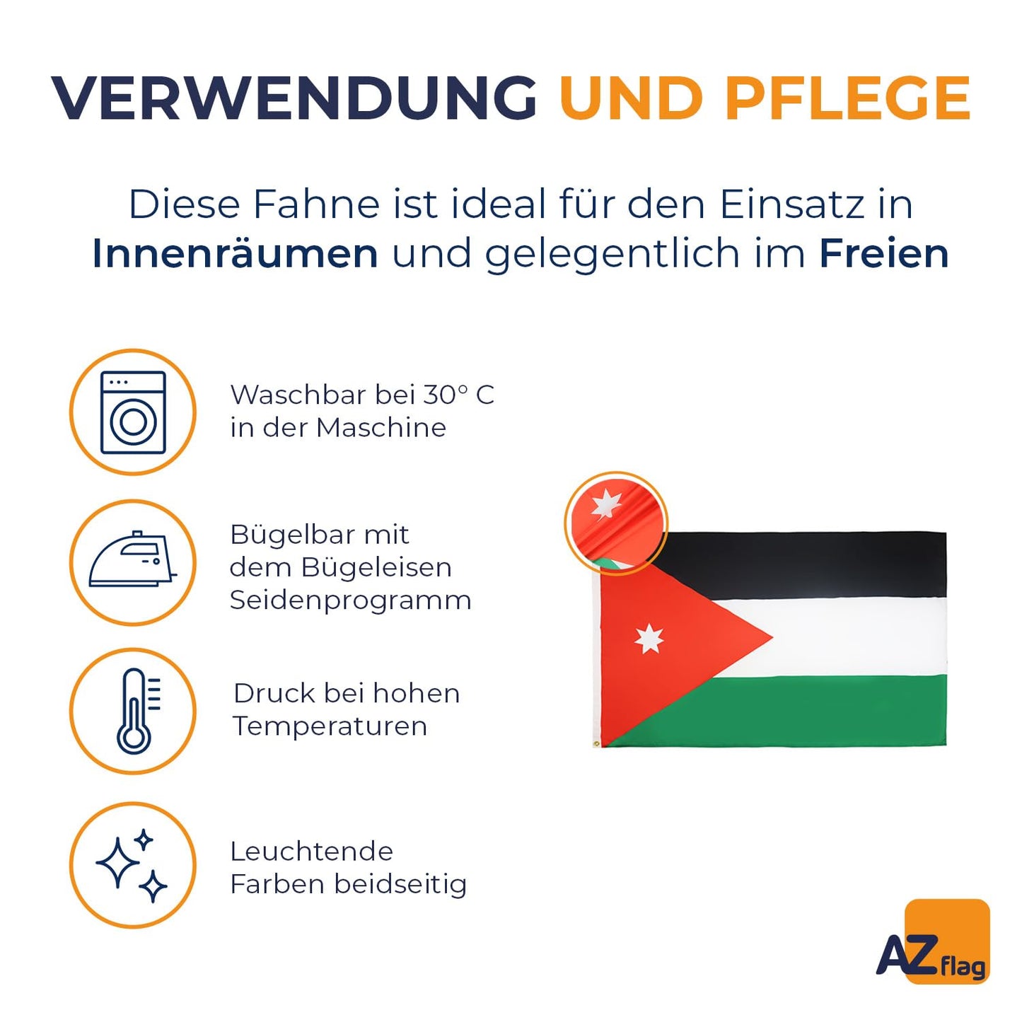 AZ FLAG - Jordan Flag - 250x150 cm - Jordanian Large Flag 100% Polyester with Brass Eyelets - 300g - K_107
