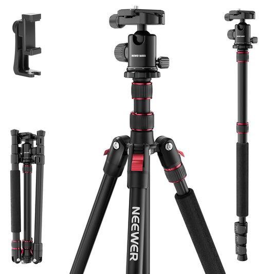 Monopied NEEWER Basics Trepied pentru cameră, aluminiu de 71 inchi, Suport portabil pentru telefon DSLR de călătorie rezistent la 360°, compatibil cu iPhone pentru înregistrare video, TP15