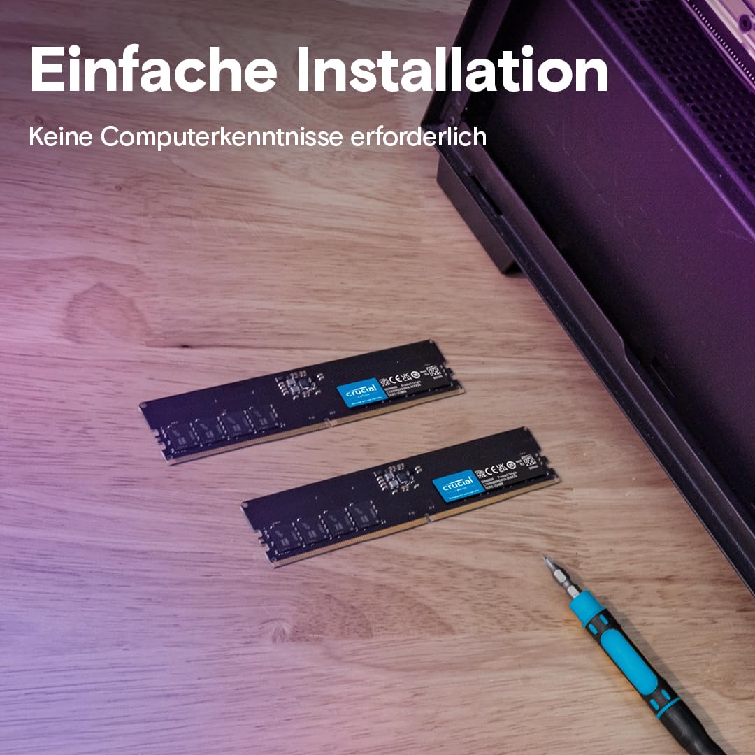 Crucial DDR5 RAM 64GB Kit (2x32GB) 4800MHz, PC Computer Arbeitsspeicher, CL40 - CT2K32G48C40U5