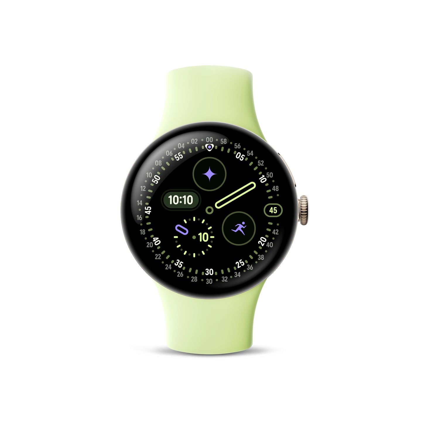 Google Pixel Watch 4 (41mm) - Curved Android smartwatch with fitness tracking and Gemini support - Champagne Gold aluminum body - Lemongrass sports band - Wi-Fi - ACCX220925OD
