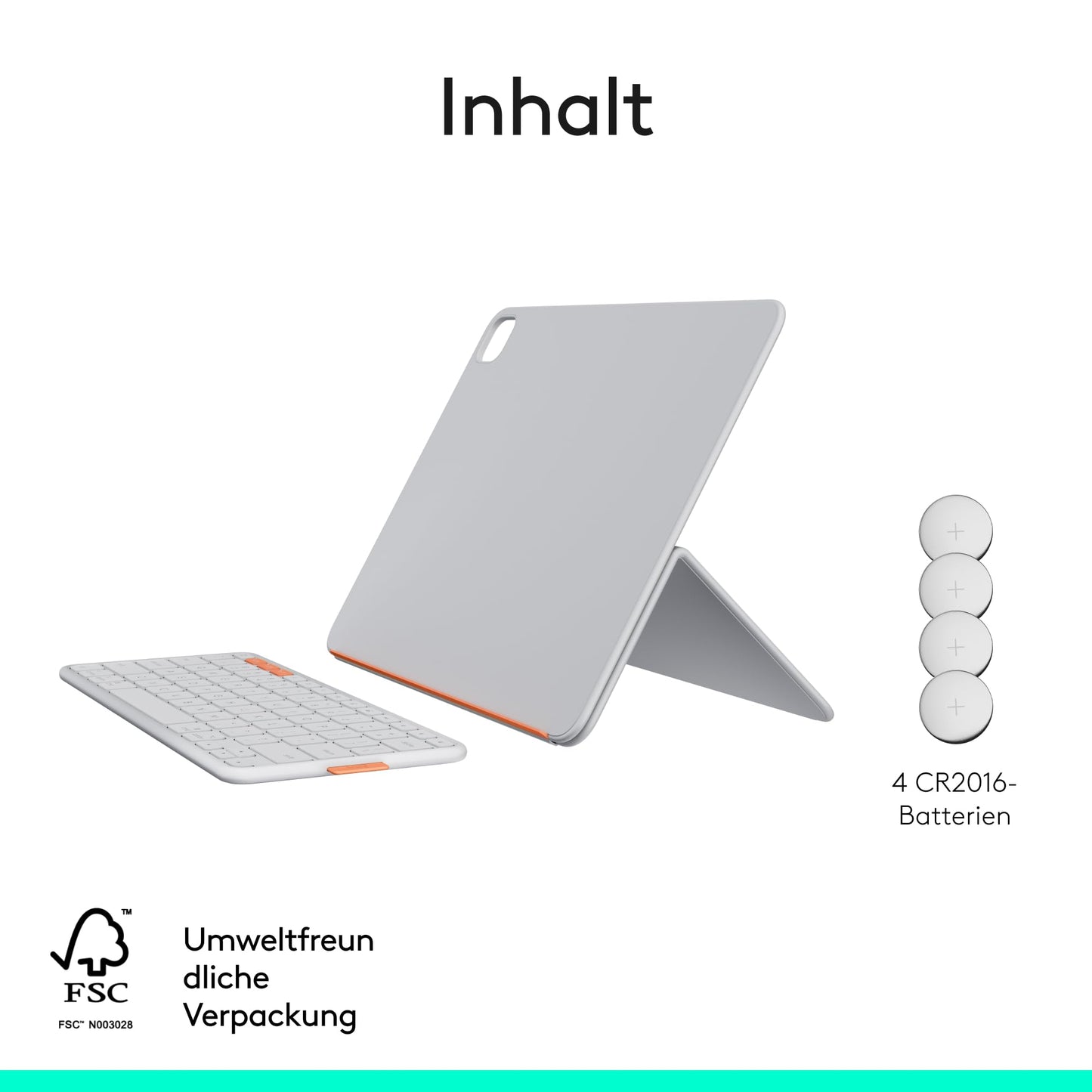 Logitech MX Anywhere 3S for Mac, compact wireless Bluetooth mouse, 8K DPI scanning on any surface, flip folio, keyboard case for iPad Pro 13 inch (M4) iPad Air 13 inch (M2 and M3), DEU QWERTZ - 910-006929