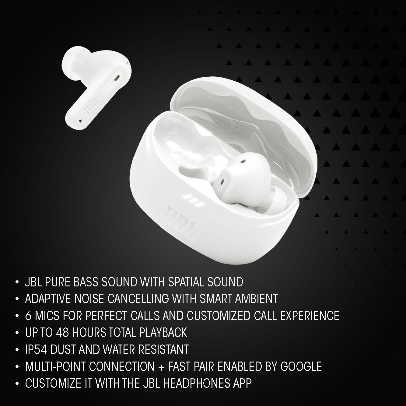 JBL Tune Beam 2 Ghost Edition White