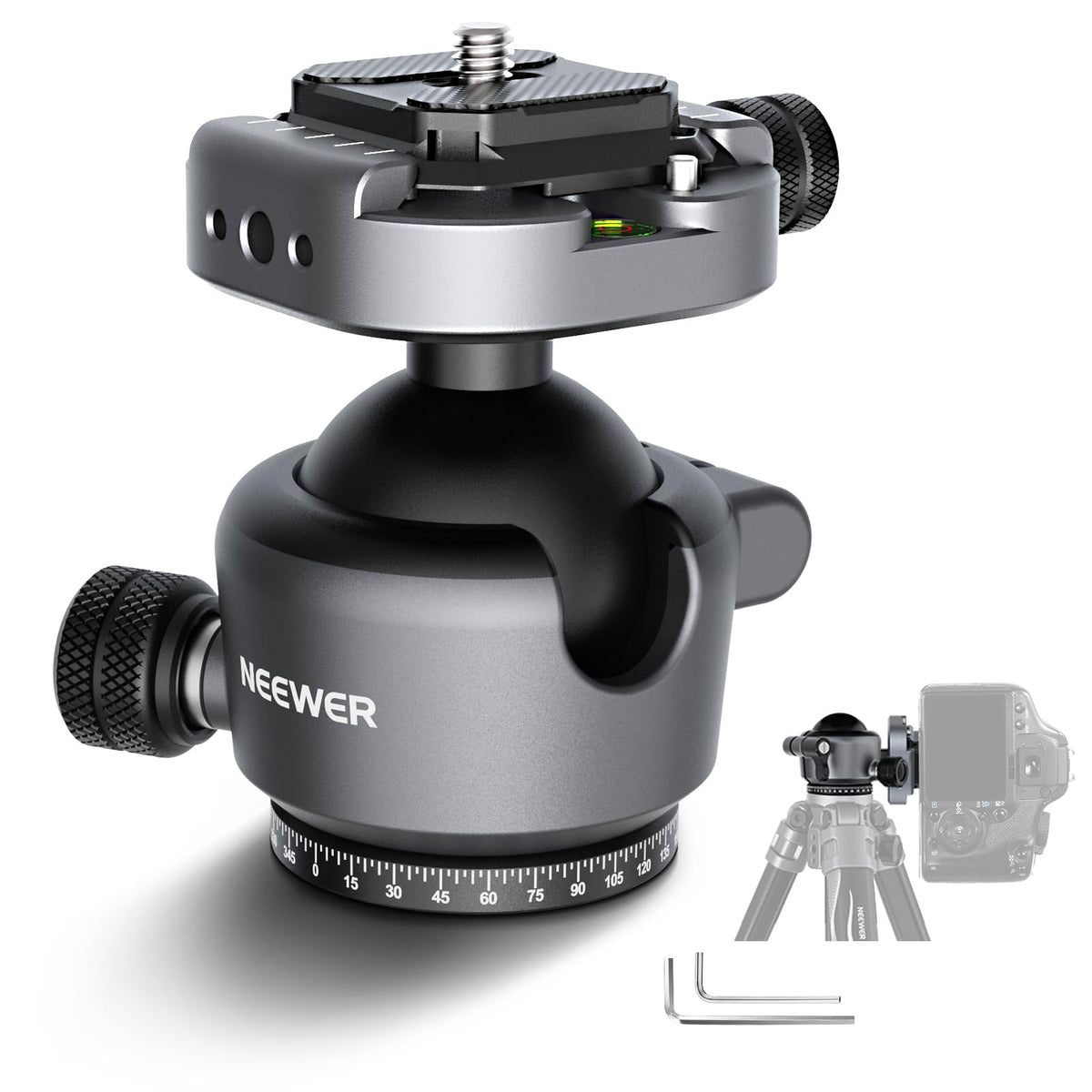 NEEWER GM41 Cap de trepied cu bilă cu profil redus 40mm pentru cameră, adaptor de montare 1/4" Arca QR, compatibil cu Peak Design Capture Camera Clip, rotire 360°, înclinare 90°, capacitate maximă de încărcare 5kg. - GM41/40mm