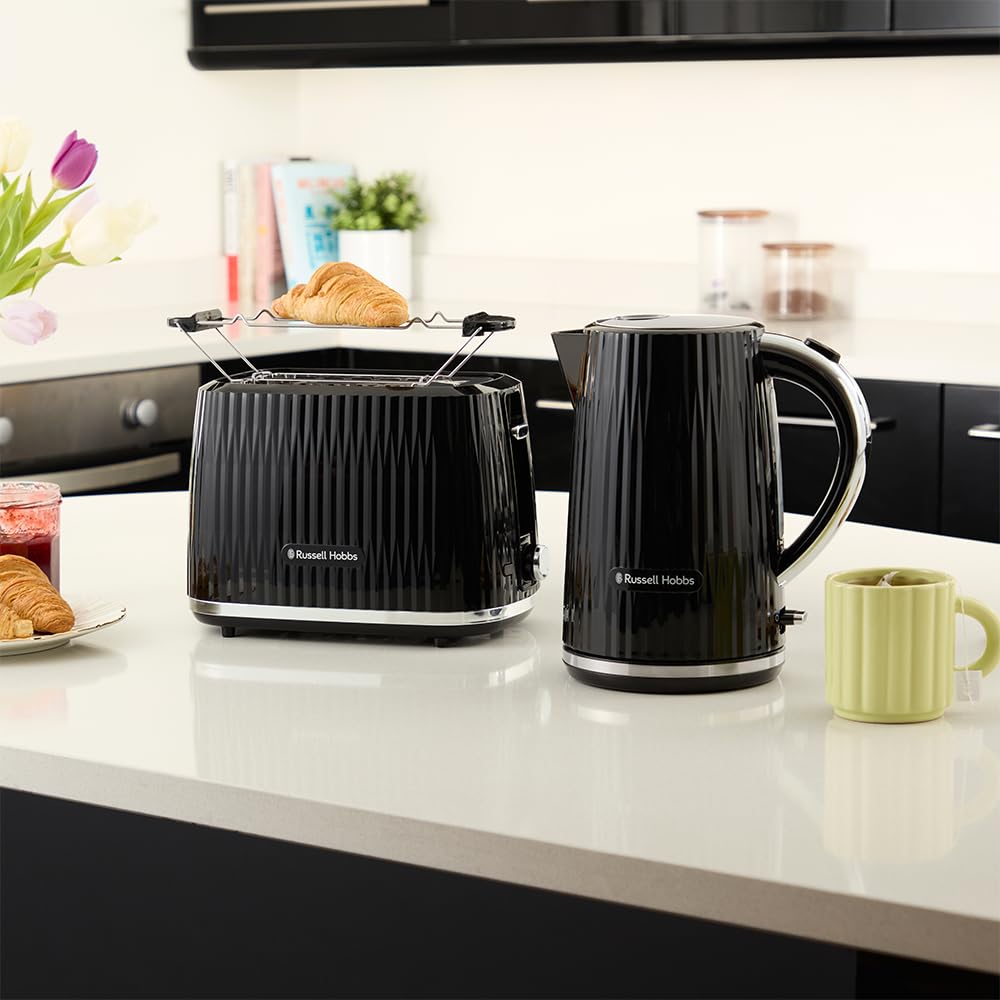Russell Hobbs Eden Kettle Black, 1.7L, 2400 Watt, Stainless Steel Accents - 27361-70
