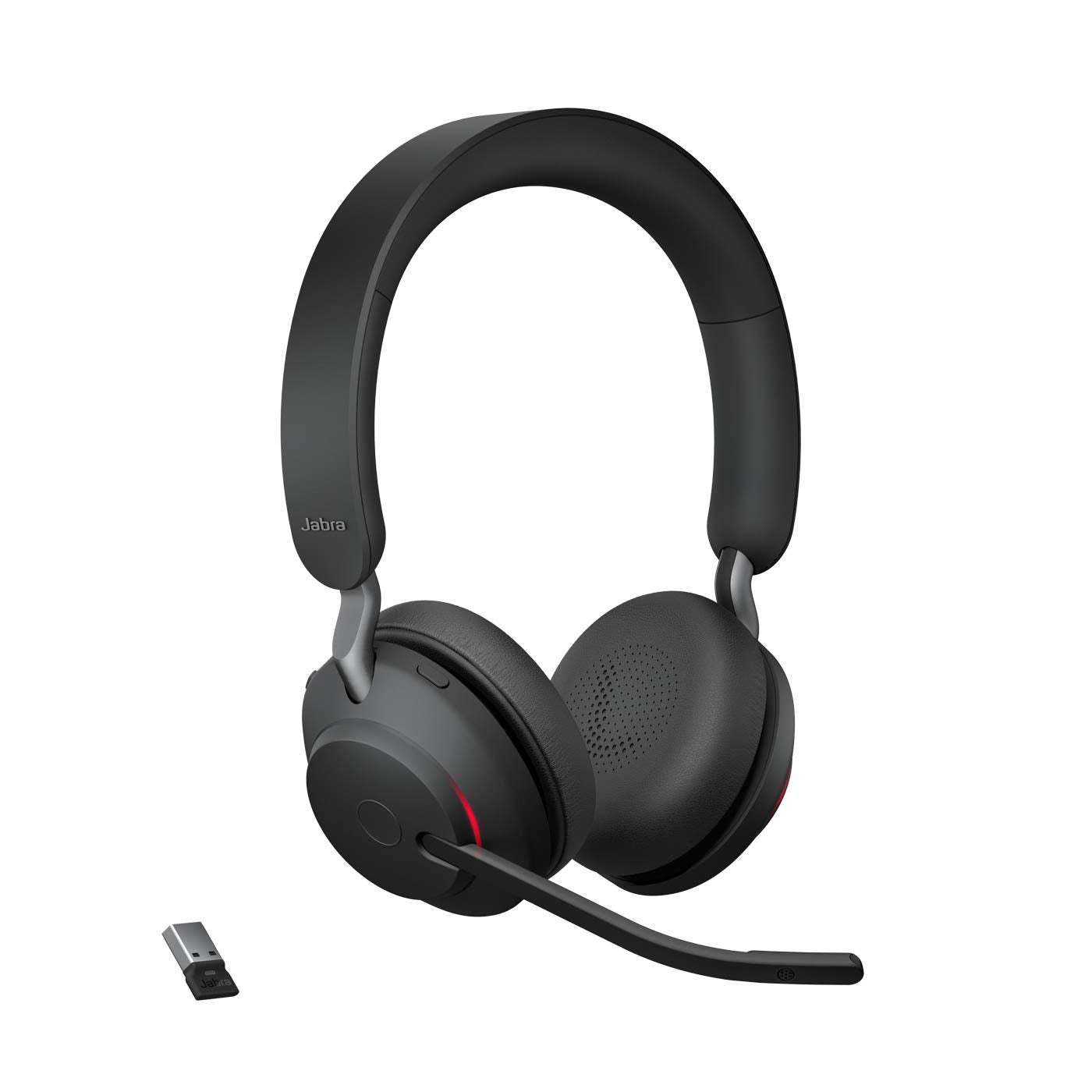 Jabra Evolve2 65 Wireless PC Headset – Noise Canceling UC Certified Stereo Headphones with Long-Lasting Battery – USB-A Bluetooth Adapter – Black - 26599-989-999