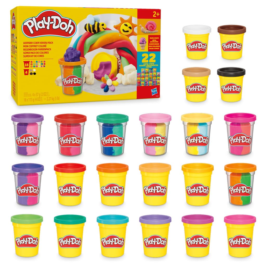 Play-Doh rainbow color pack with 22 cans, many for crafting and kneading, perfect as a birthday gift for children - F9820
