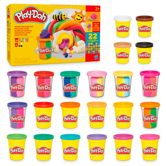 Play-Doh rainbow color pack with 22 cans, many for crafting and kneading, perfect as a birthday gift for children - F9820