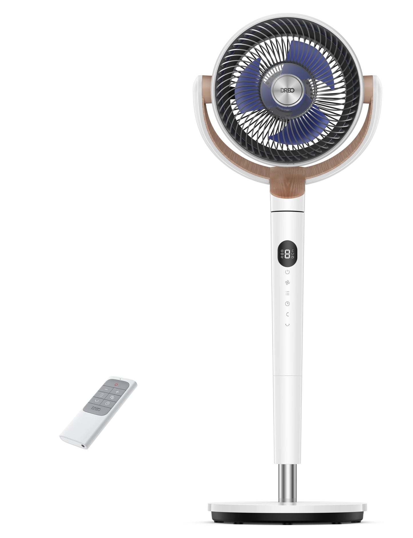 DREO 23dB quiet pedestal fan, 120°+120° omni-directional oscillating fan, 27M wind distance, 1615 m³/h air volume Real turbo air circulator fans, 89-102cm height 3 modes 8-speed - DR-HPF002