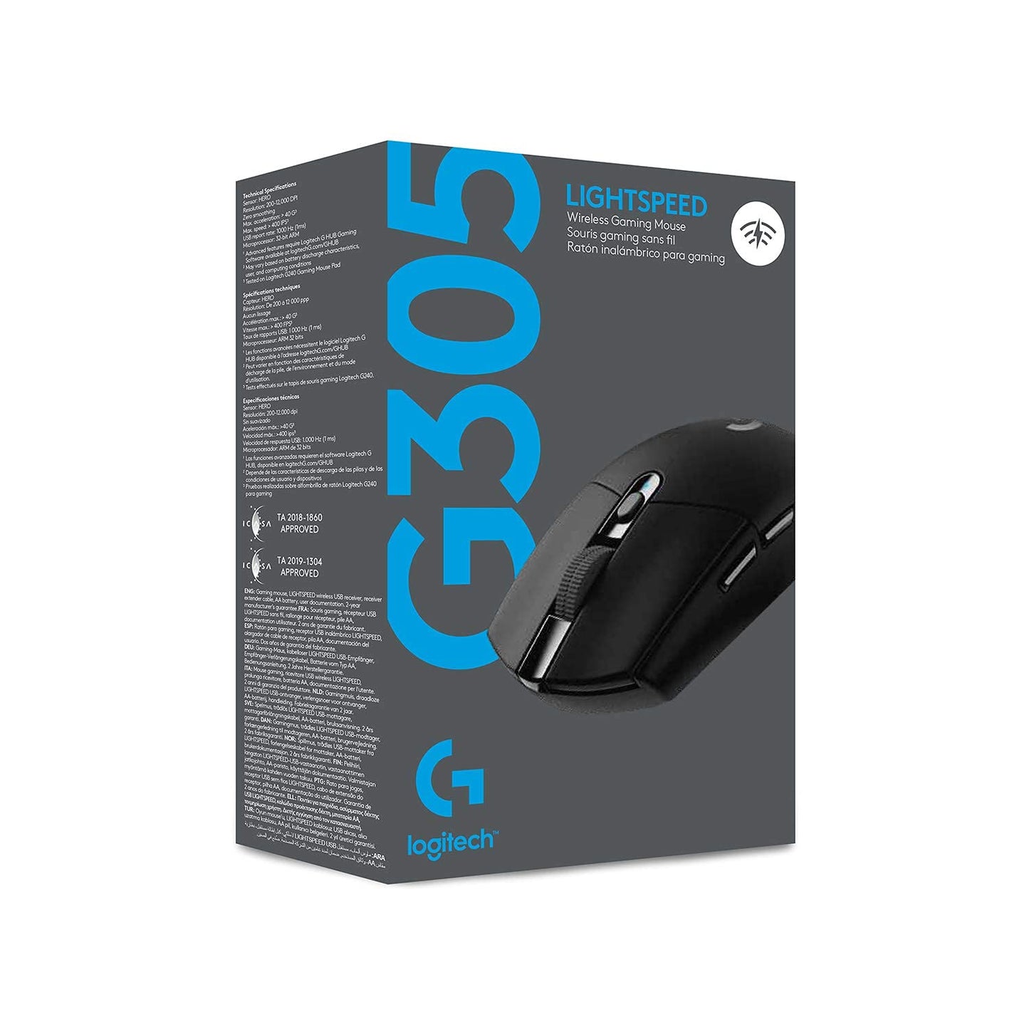 Logitech G G305 Lightspeed wireless gaming mouse with Hero 12K DPI sensor, wireless connection, 6 programmable buttons, 250 hours of battery life, lightweight, PC/Mac - black - 910-005283
