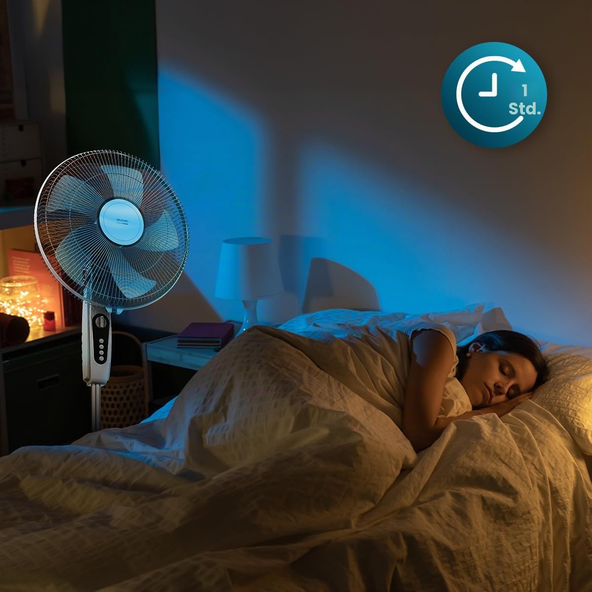 Cecotec pedestal fan EnergySilence 515 MaxFlow White. 45 watts of power, 40 cm diameter, 3 speed levels, oscillation, 1-hour timer and base up to 135 cm for room ventilation - A90_EU01_008297