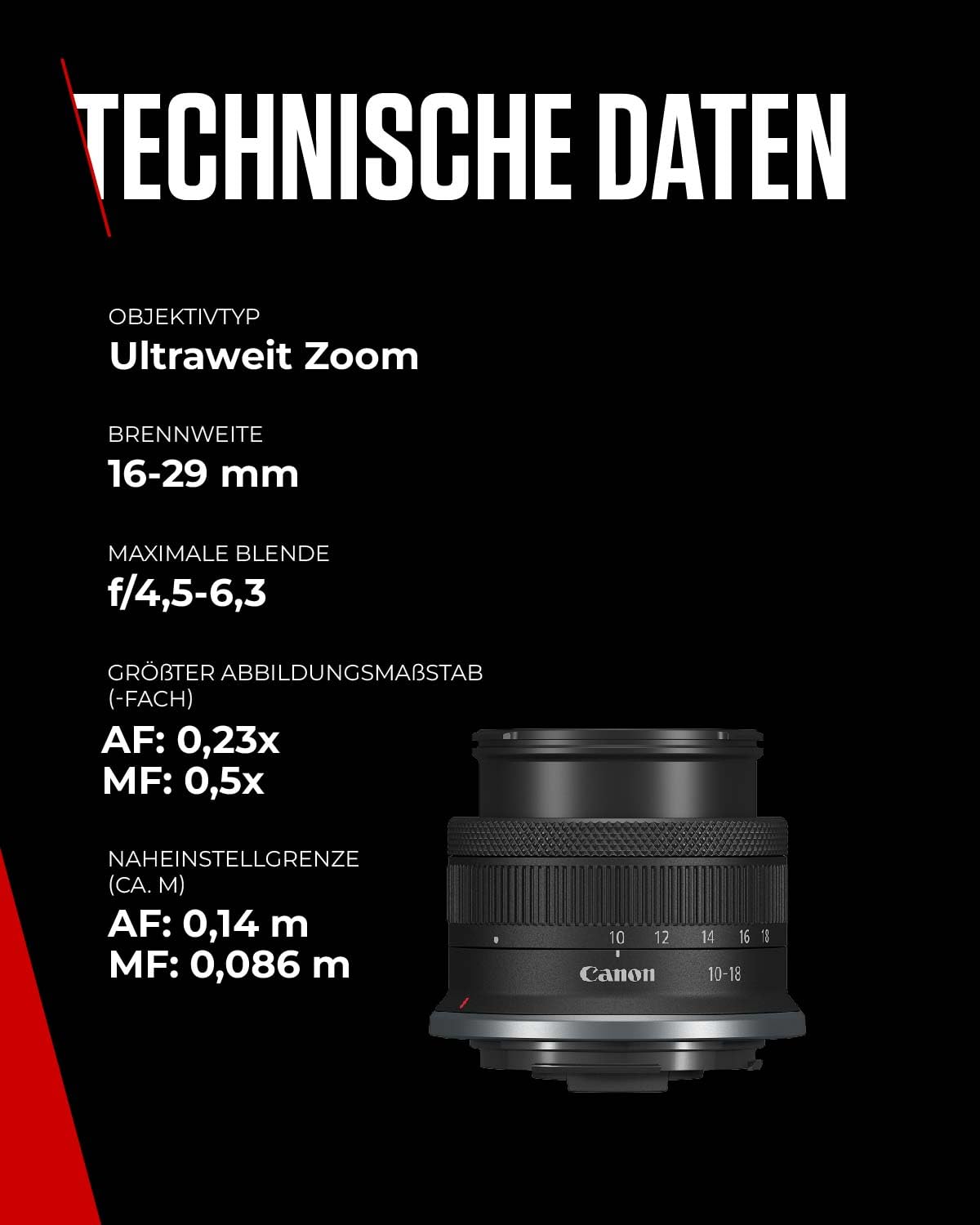 Canon RF-S Lens 10-18mm F4.5-6.3 IS STM – Ultra Wide Angle Zoom Lens with 4-Stop Stabilizer for Travel & Vlogging | Compatible with EOS R System - 6262C005