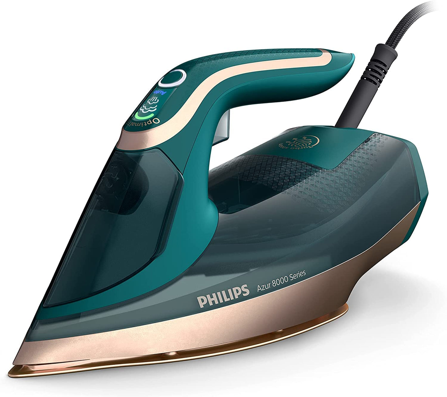 Philips Azur 8000 Series Steam Iron - 70 g/min continuous steam, 240 g turbo steam boost, 3000 W power, OptimalTEMP technology, Green Opal (DST8030/70) - AZ8000-70