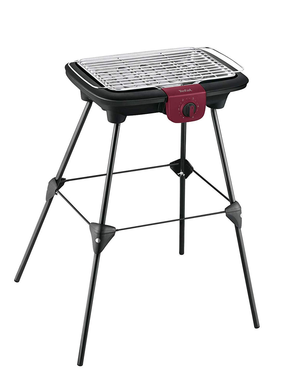 Tefal Easygrill Electric Standing Grill | BG90F5 | With feet for outdoor use | Can also be used as a table grill indoors 2300W | 870cm² grill area | Easy cleaning | black/burgundy red
