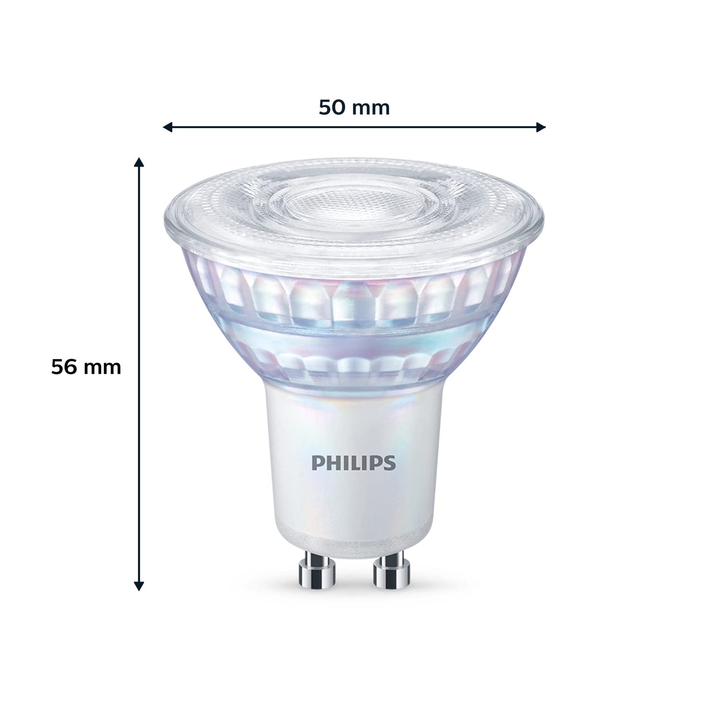 Philips LED Classic GU10 WarmGlow lamp, 50W, reflector, dimmable, warm white, double pack - 929002065718