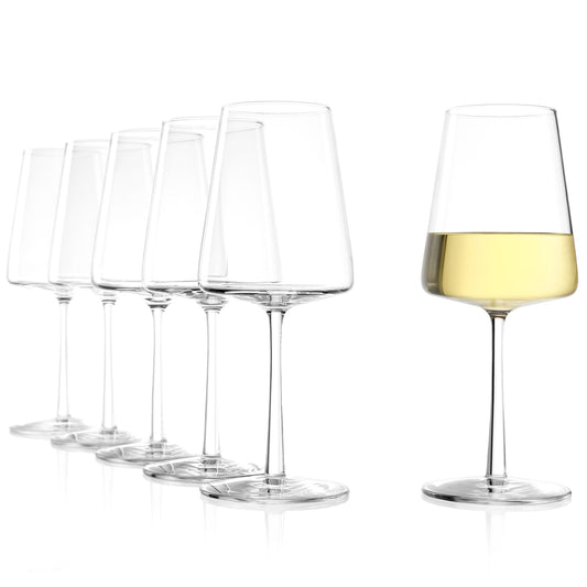Stölzle Lausitz Power white wine glasses set of 6 400 ml - Modern wine glasses for maximum aroma development of white wine - Elegant white wine goblet made of crystal glass - Dishwasher and shockproof, Made in Germany - 1590002