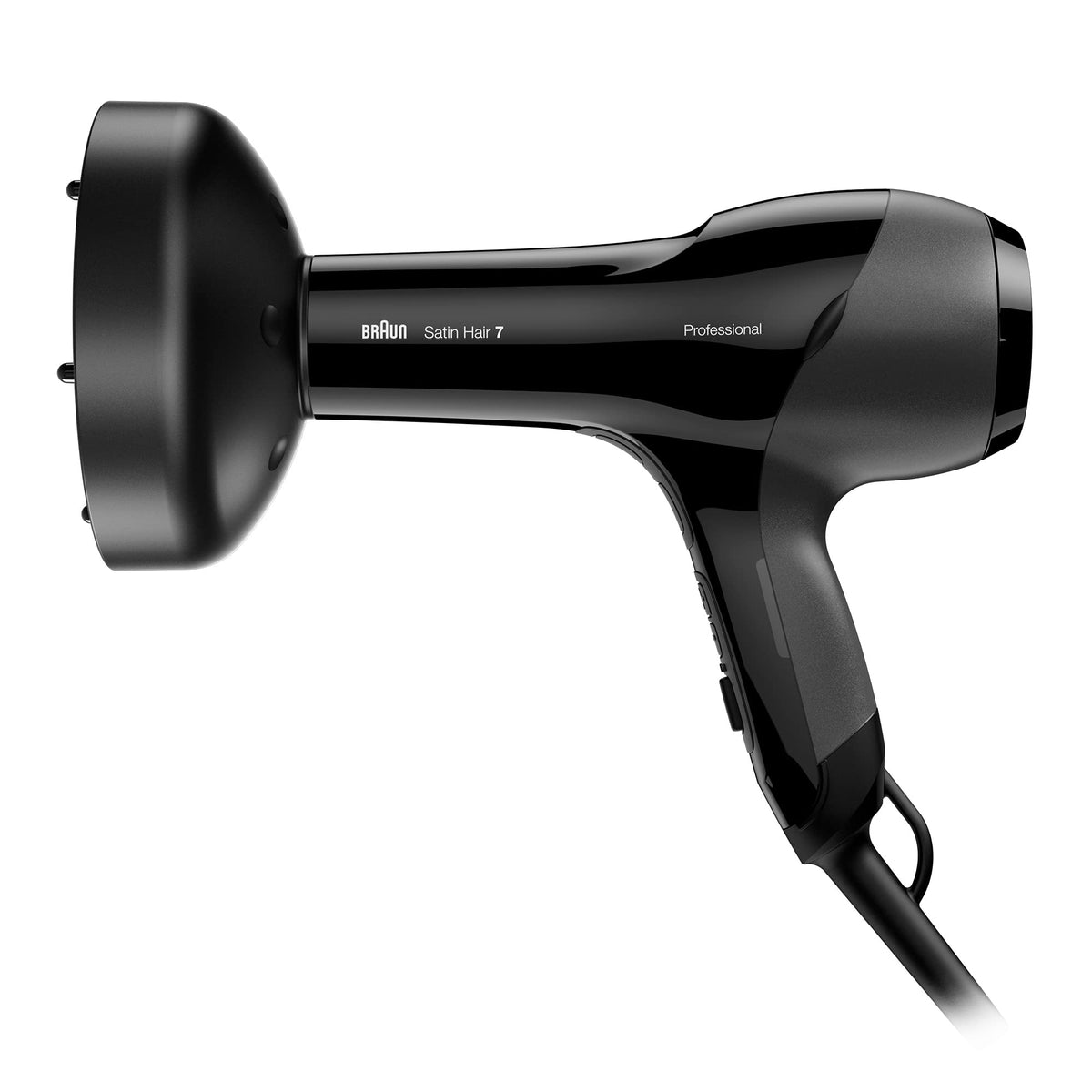 Braun Satin Hair 7 SensoDryer Hair Dryer, professional hair dryer with thermosensor, IonTec and diffuser, HD785, black