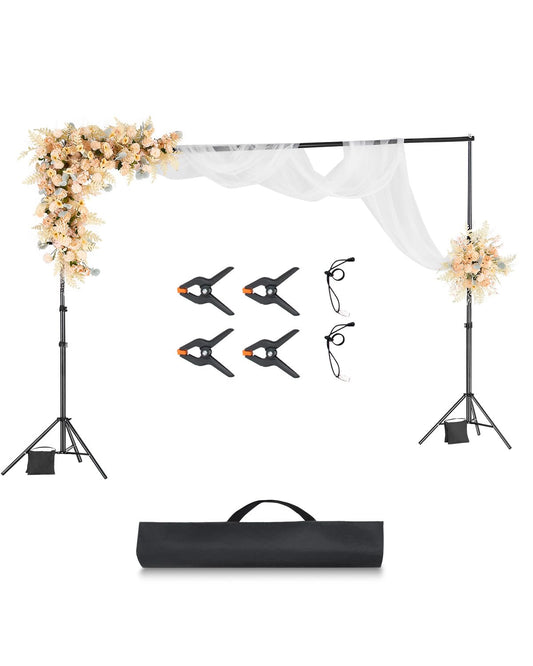 VEVOR Background Stand Adjustable Photo Background Stand (Background Cloth: 300 x 300 cm), Portable Background Stand with 2 Tripods, Screen Stand for Product Photography Studio Photography - BJJ-1010