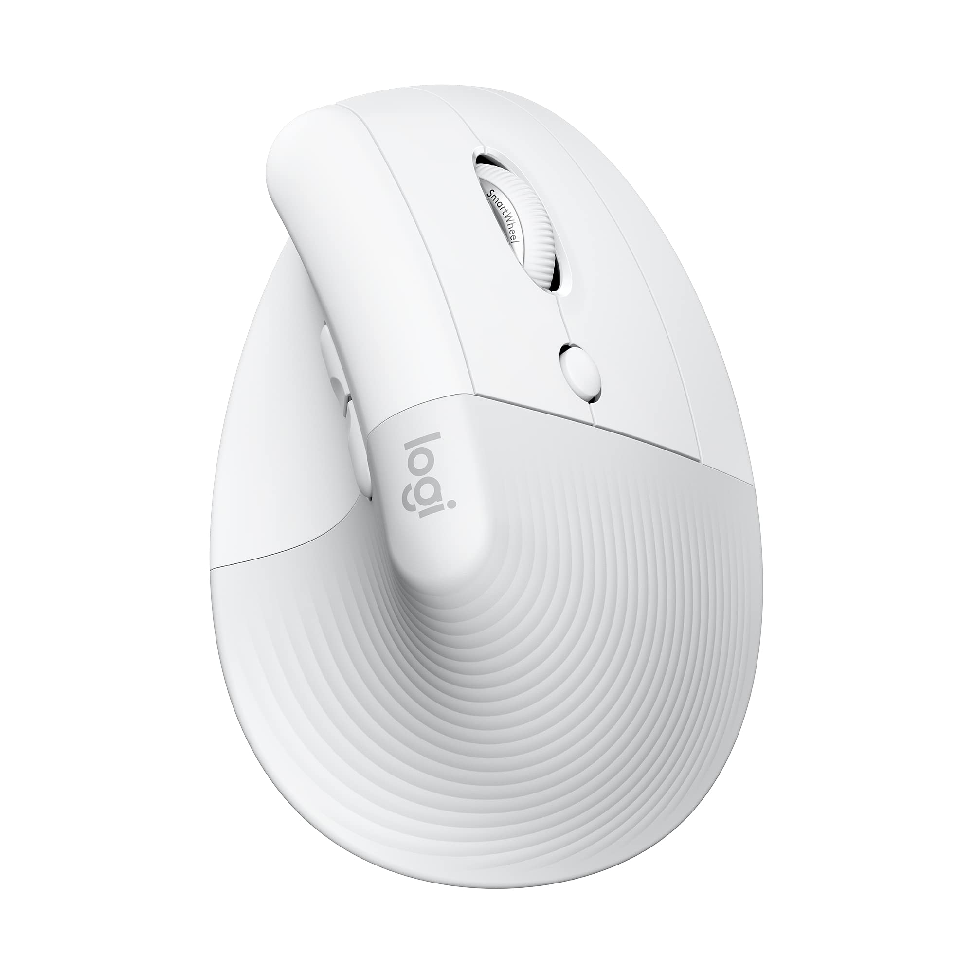 Logitech Lift Vertical Ergonomic Mouse, Wireless, Bluetooth or Logi Bolt USB Receiver, Quiet Clicks, 4 Buttons, Compatible with Windows/macOS/iPadOS, Laptop, PC - White - 910-006475