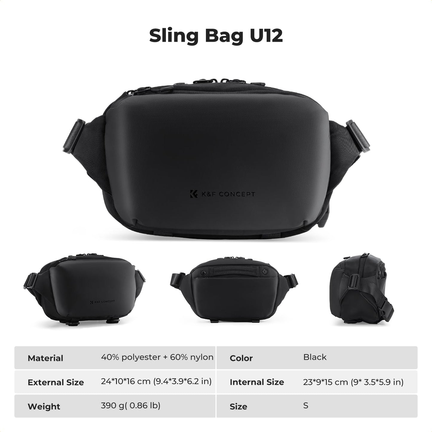 K&F CONCEPT Small Camera Bag, Camera Bag, Small Photo Bag for DSLR/SLR/Accessories, Simple Fashion Shoulder Bag, Black (Size S) - KF13.188
