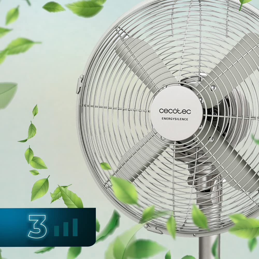 Cecotec table fan EnergySilence 610 SteelDesk. 40W, steel finish, 12" diameter with 4 blades, 3 speeds, oscillation, height adjustable, maximum safety - 08231