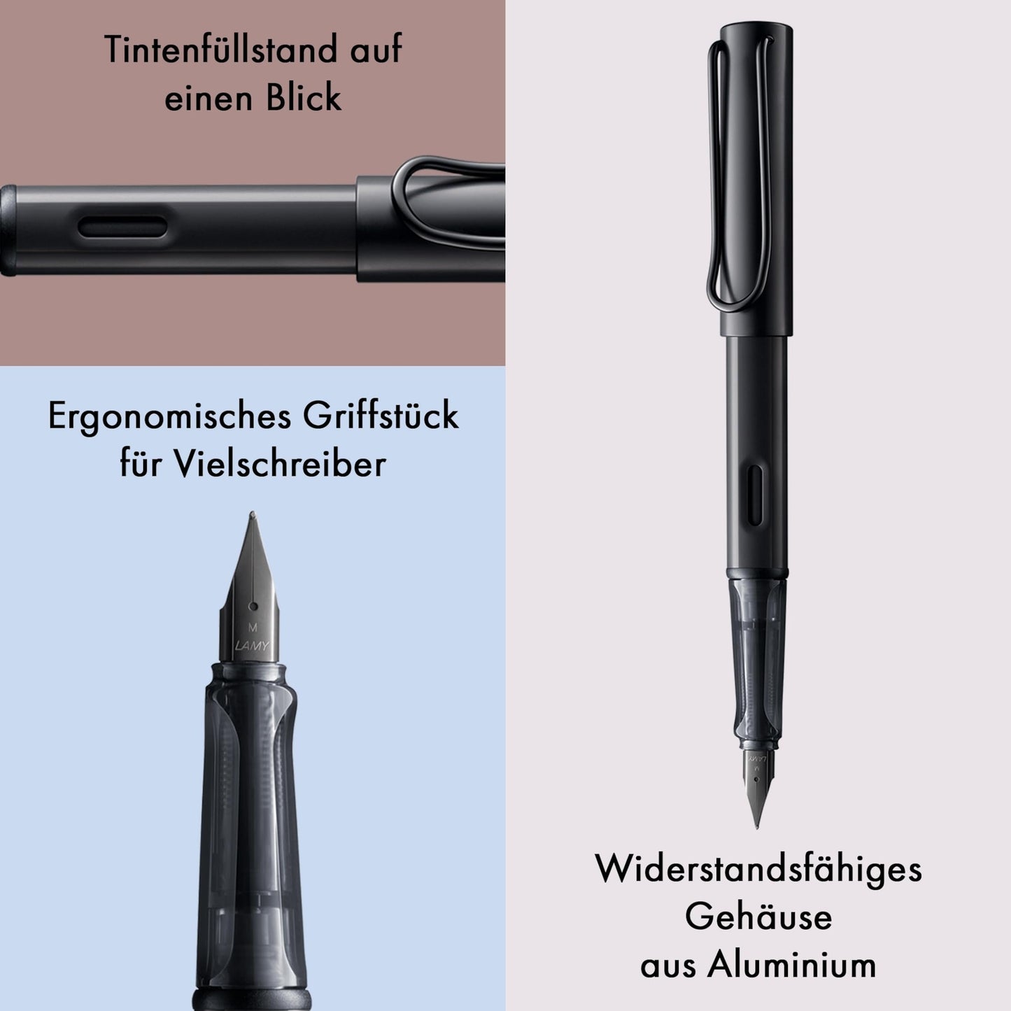 Lamy AL-star black fountain pen with polished steel nib in line width EF - 71