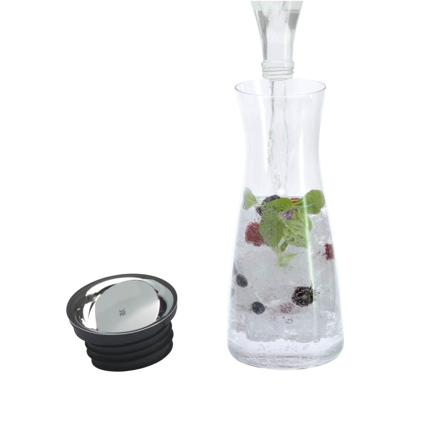 WMF Basic water carafe made of glass 0.75 liters, glass carafe with lid, silicone lid, CloseUp closure, water carafe with lid - 617716040