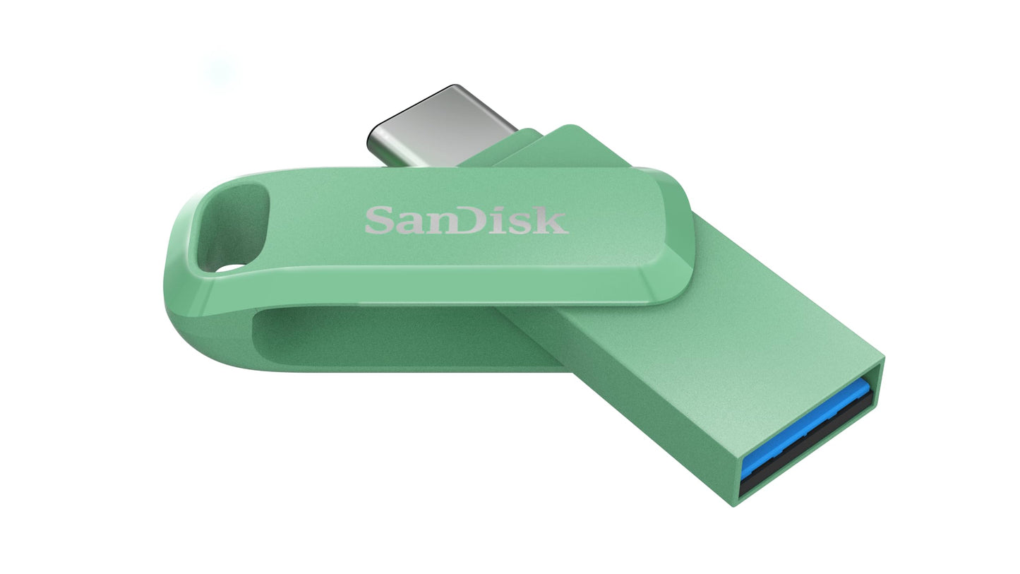 SanDisk Ultra Dual Drive Go USB Type-C 256 GB (Android smartphone memory, USB Type-C port, 400 MB/s reading speed, can be used as a key fob) Absinthe Green - SDDDC3-256G-G46AG