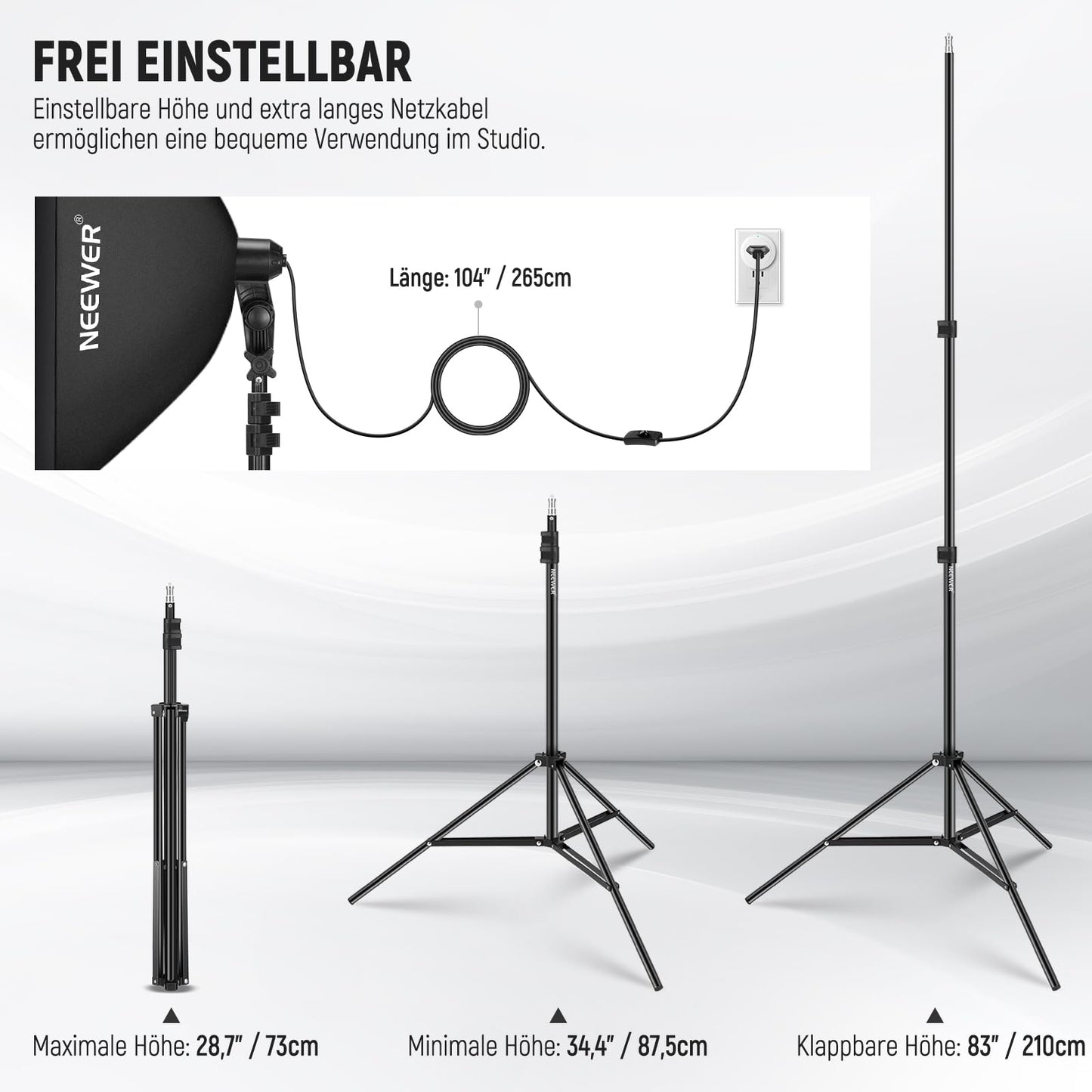 NEEWER softbox lighting set, equivalent to 700W, pack of 3 CE & UKCA certified 5700K LED light bulbs, 24x24 inch softboxes with E27 socket, photography continuous light set, photo studio equipment - 10102773