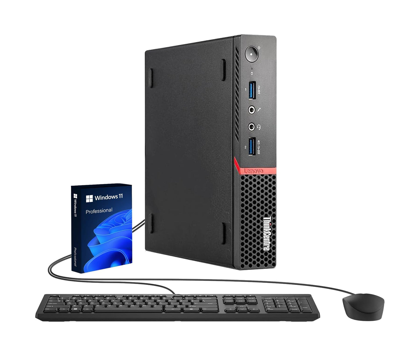 Lenovo ThinkCentre M900 Mini PC Tiny Computer, Intel Core i7-6700, 8 GB DDR4 RAM, 256 GB SSD, WiFi, Bluetooth, US QWERTY keyboard, Windows 11 Pro (refurbished)