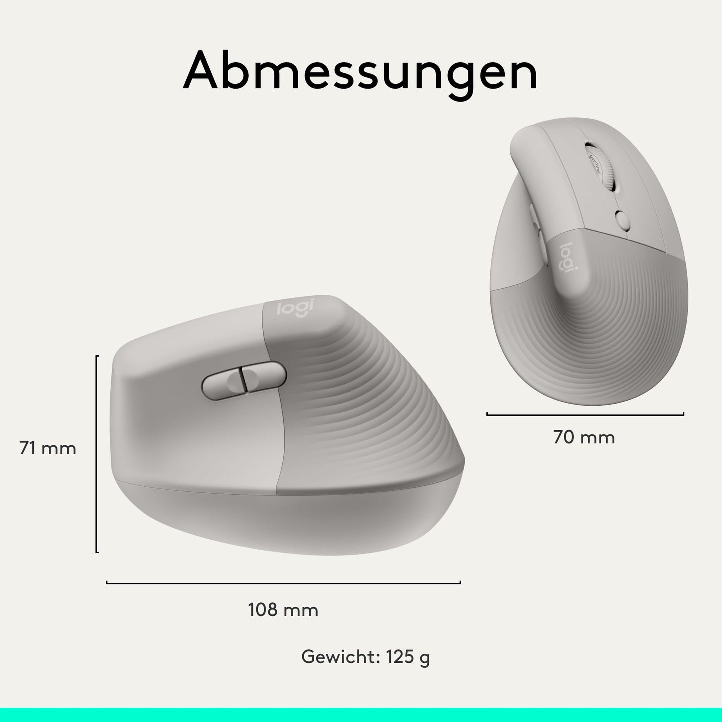 Logitech Lift Vertical Ergonomic Mouse, Wireless, Bluetooth or Logi Bolt USB Receiver, Quiet Clicks, 4 Buttons, Compatible with Windows/macOS/iPadOS, Laptop, PC - Sand - 910-007771
