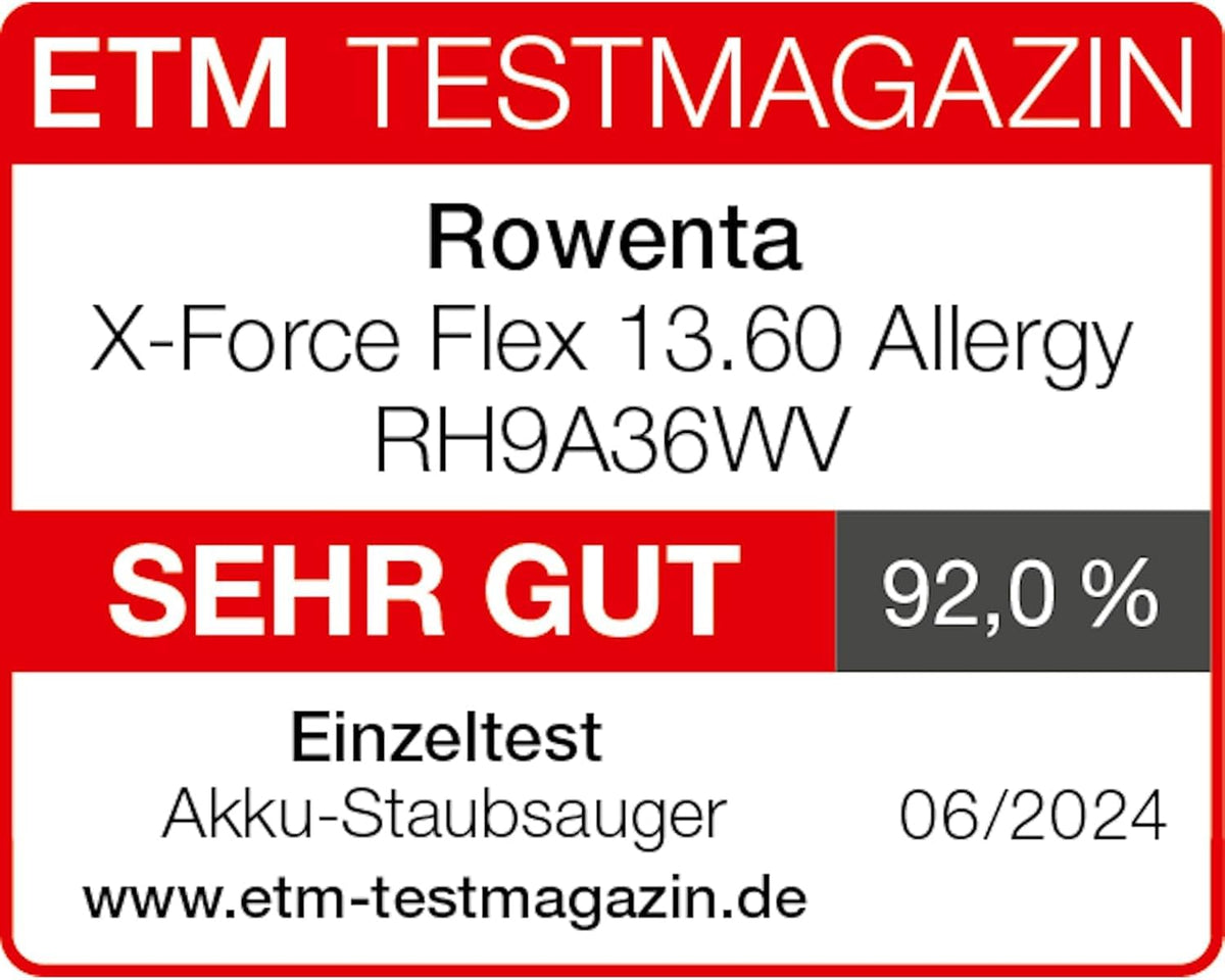 Rowenta X-Force Flex 13.60 Aspirator fără fir, model hipoalergenic, Putere de curățare profundă, Articulație flexibilă, 150 Air W, până la 60 de minute autonomie, fabricat în Franța, RH9A36WV
