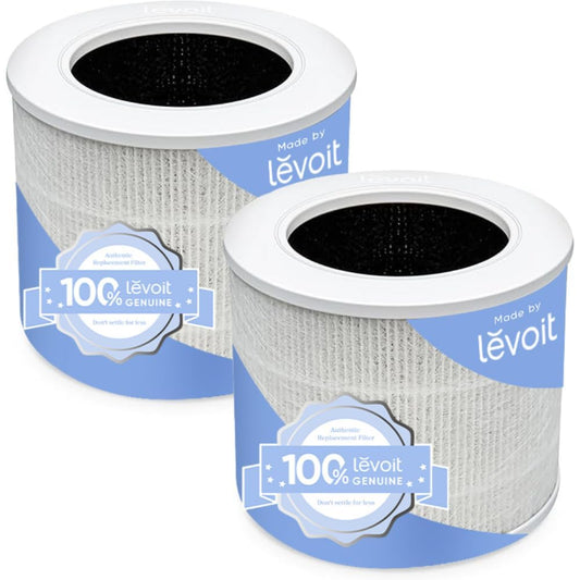 LEVOIT filtru de înlocuire filtru de aer pentru purificatorul de aer Core 300S și Core 300, filtru HEPA, filtru de cărbune activ foarte eficient și pre-filtru, împotriva a 99,97% alergeni, praf, polen, fum, alb, 2 bucăți