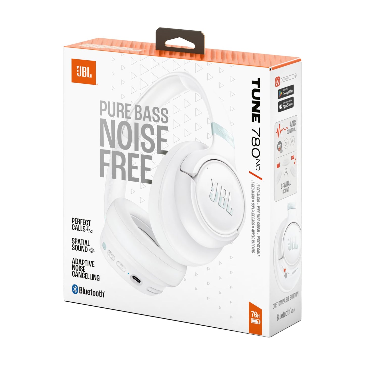 JBL Tune 780NC, wireless over-ear headphones with noise canceling, white - JBLT780NCWHT