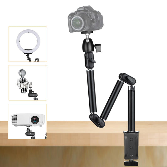 TARION Overhead Tripod Camera Table Tripod Clamp Tripod Flexible Articulated Arm Table Holder with 3/8'' Thread and 3/8'' to 1/4'' Screw Adapter for DSLR Cameras Ring Light Projector (M) - 1628700-US