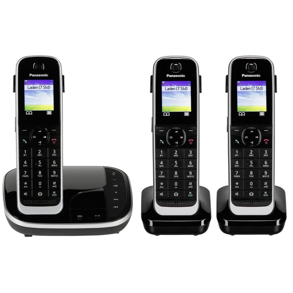 Panasonic KX-TGJ323GB family telephone with answering machine (cordless telephone with 3 handsets, low radiation, call protection) black