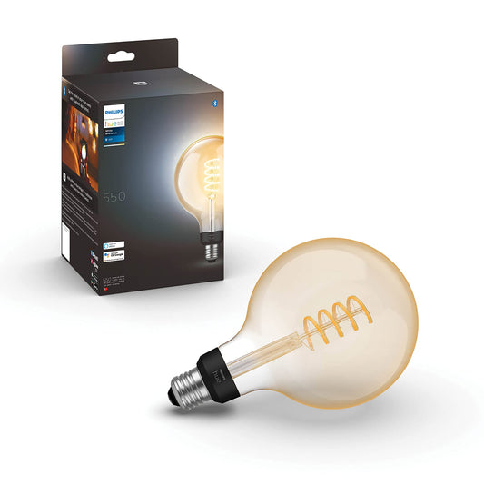 Philips Hue White Ambiance E27 Filament Large Globe (550 lm), dimmable LED lamp for the Hue lighting system with warm to cool white light, smart light control via voice and app, pack of 1 - 929002478101