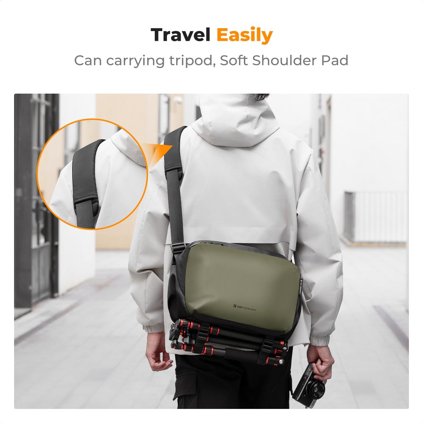 K&F CONCEPT Camera Backpack Shoulder Bag Square Bag Bags for Photographers Camera Rectangle Case Compatible with Canon/Nikon/Sony/DJI Mavic Drone Backpack (3-Green (Large-L)) - KF13.177V1