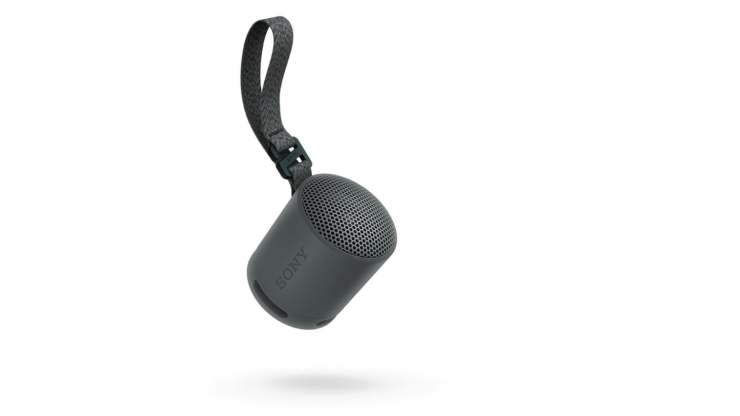 Sony SRS-XB100 - Wireless Bluetooth speaker, portable, lightweight, compact, outdoor, travel, durable, IP67 waterproof and dustproof, 16 hour battery, carrying strap, hands-free function, black - SRSXB100BCE7